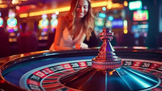 Live casino studio with professional dealer and table game setup