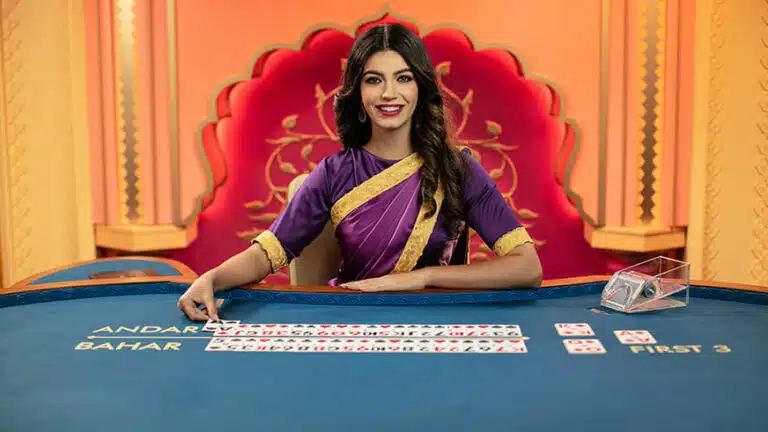 Andar Bahar live casino game table with card betting positions