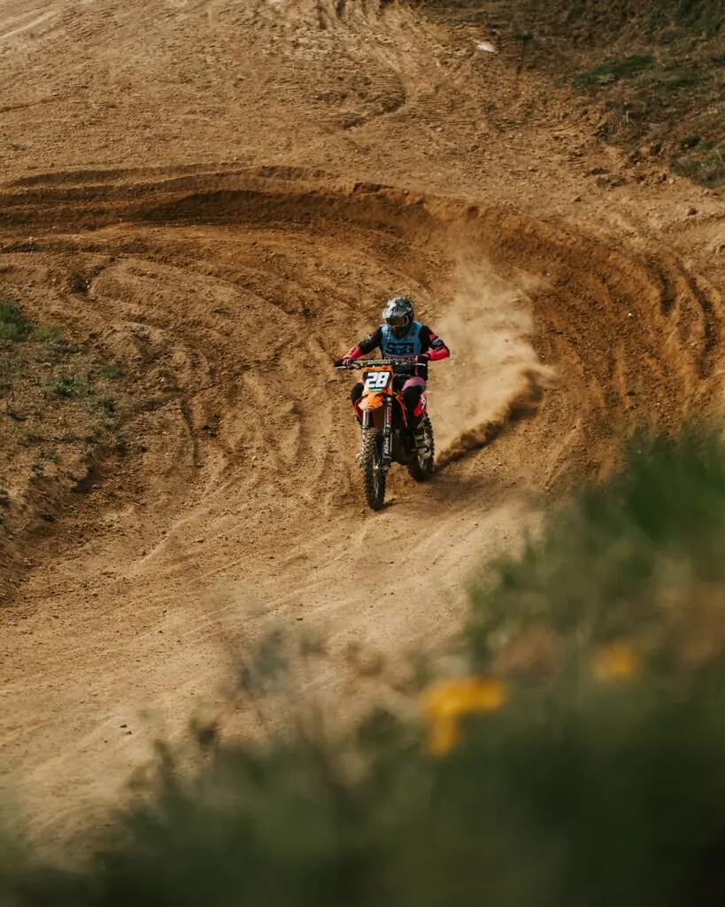 Motorcycle rider in an off-road race