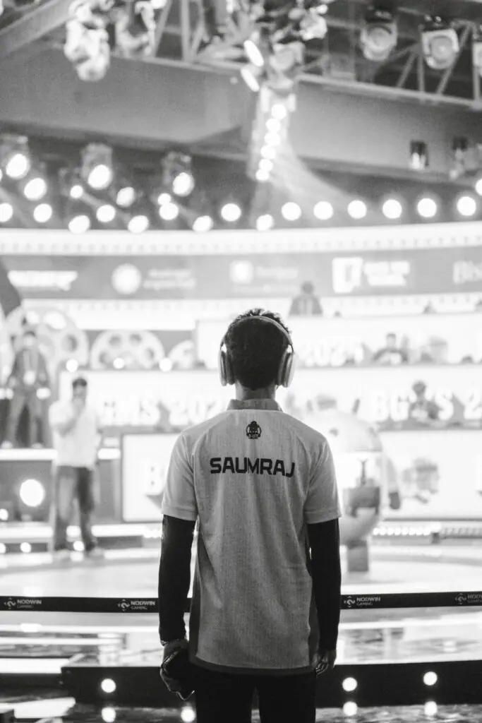 Professional esports player on a tournament stage