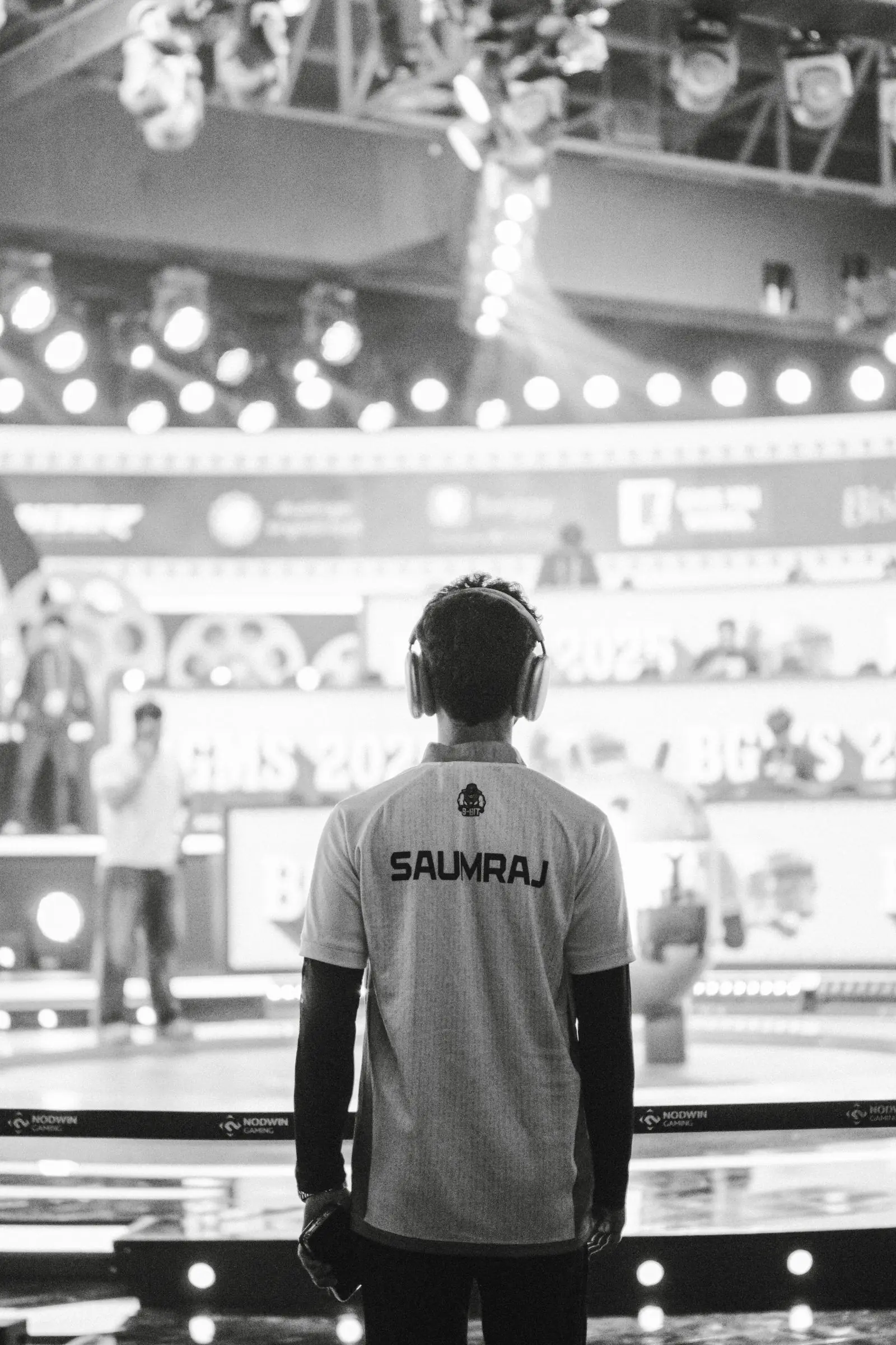 Professional esports player on a tournament stage